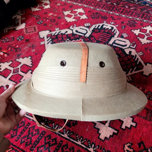 Vintage Safari Khaki Hats Helmets Green - Picture 2 of 9